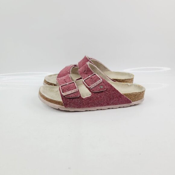 Birkenstock Women's Burgundy Arizona Suede Leather Classic Slide Sandal Size 7 - Picture 2 of 7